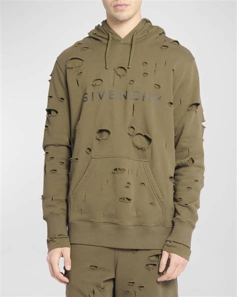 black givenchy hoodie mens|Givenchy destroyed hoodie.